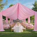 PartyVillage 10ftx40ft Baby Pink Ceiling Curtain for Wedding Parties  2 Panels Wrinkle-Free 40 FT Long Tent Draping Curtains for Wedding, Birthday & Theme Parties, 40ft Height with Rod Pocket