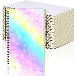 Seajan 12 Pcs Sublimation Journal Blank Notebooks A5 120 Pages Spiral Notebooks Hardcover DIY Notepad for Students Teacher Gifts Favors School Office Home Supplies (8.07 x 5.71 Inch)