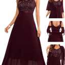 BeryLove Formal Wedding Guest Sequin Prom Dresses Cocktail Evening Lace Elegant Mother of The Bride Dress (Red, XL)