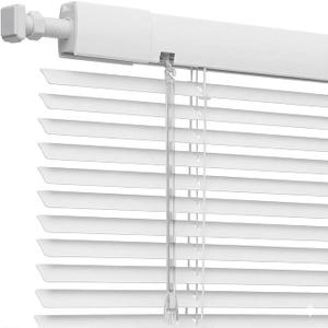 No-Drill Mini Blinds Aluminum Venetian Blinds for Indoor Windows, Room Darkening Waterproof Blind Shade, Cordless Horizontal Window Blinds Shades for Home Office Bedroom(White)