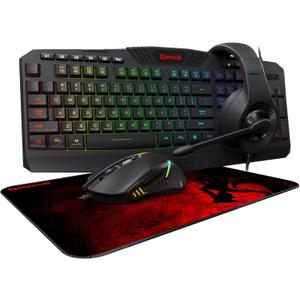 Redragon S101-3 Wired RGB Backlit Gaming Keyboard and Mouse Combo, Programmable Keyboard and Mouse (800-7200DPI), Gaming Headset Mouse Pad Combo All in 1 PC Gamer Bundle for Windows PCBlack)