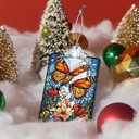 Set of 3 Christmas Tree Ornaments, Stained Glass Style Hanging Decorations and Acrylic Window Suncatchers, Hummingbird, Butterfly and Bee Designs, for Women Mom