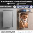 TAILI Shower Mirror Fogless for Shaving with Razor Holder, Anti-Fog with Powerful Suction Wall Mounted for Bathroom, Makeup Shave Mirror for Men & Women, Shatterproof & Removable, Grey