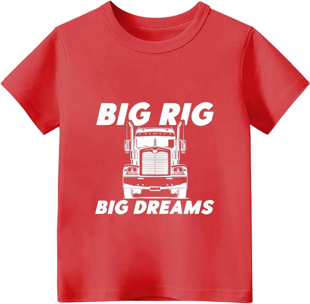 Habudda Car Shirts 2T 3T 4T Toddler Boy Clothes Truck Graphic Tees Little Kids Summer Short Sleeve Cotton Tops 2-8T (Red)