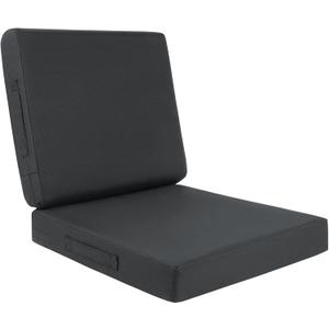 HEBE Outdoor Deep Seat Cushion Set,Waterproof Patio Chair Cushions & Back Cushion for Patio Furniture with Fade Resistant Removable Cover,for Sofa Couch,Grey