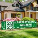 Graduation Congratulations Banner Decorations, Class of 2025 Personalized Graduation Banner with 78 Alphabet Stickers, Custom Banner Backdrop for High School College Graduation Party Supplies, Green