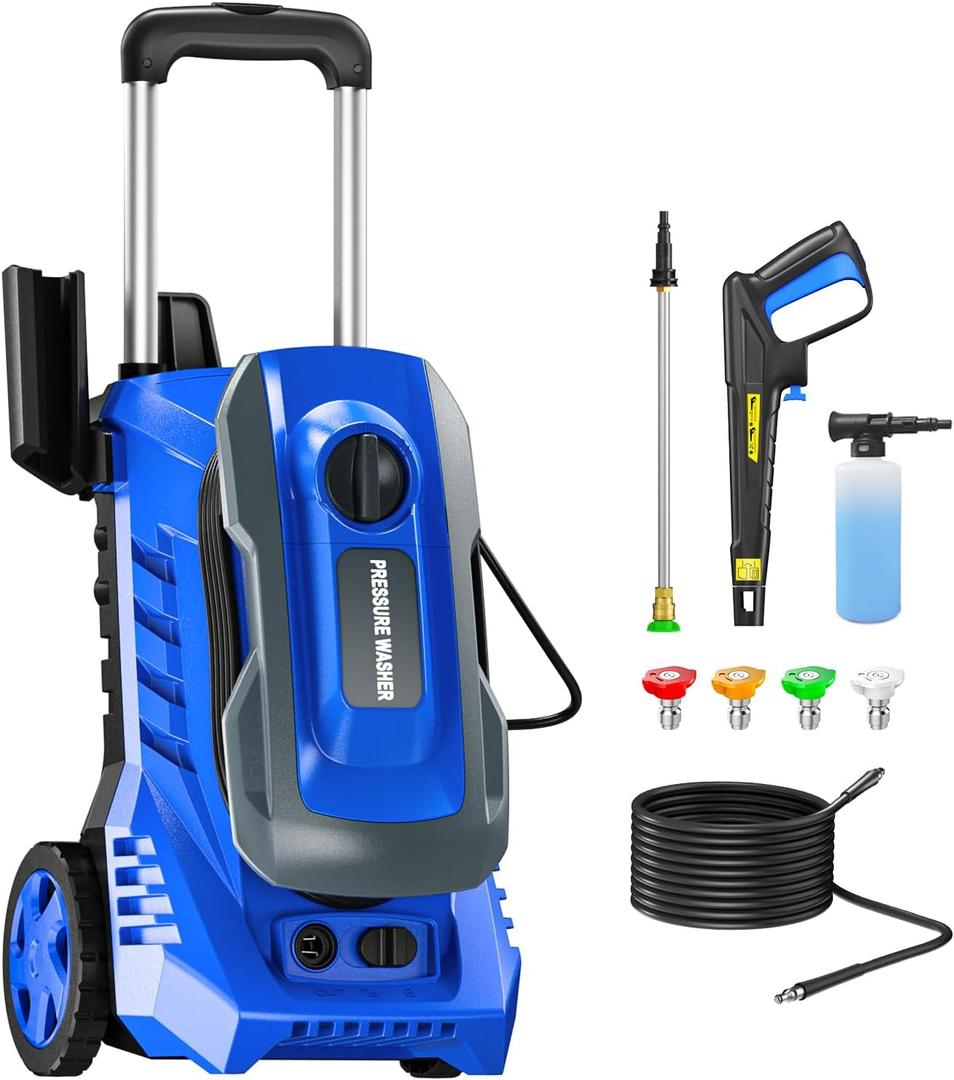 Electric Pressure Washer Power Washer - 4800 P 2.8 G Wash Machine Electric Powered with Foam Cannon for Car, Floor, Garage, Patio Washing (Sky Blue)
