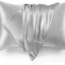 Love's cabin Satin Pillowcase Set of 2 Standard Size 20x26, Cooling Pillow Covers for Hair and Skin, Silky Smooth with Envelope Closure, Similar to Silk, Light Grey
