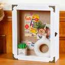 Cinnvoice 11x14 Inch Shadow Box Depth 4.7in Shadow Boxes Display Cases with Cork Board Backing Rustic Burnt Wood Box for Flowers Bouquet Wedding Picture Photo and Keepsake (White)
