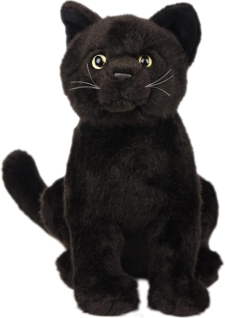 Black Cat Plush, Realistic Black Cat Stuffed Animal Pillow, Cute Plush Toy Gifts for Birthday/Halloween/Christmas, 9 inch