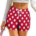 Red and White Polka Dot Womens High Waist Shorts Loose Wide Leg Shorts (XXXL)