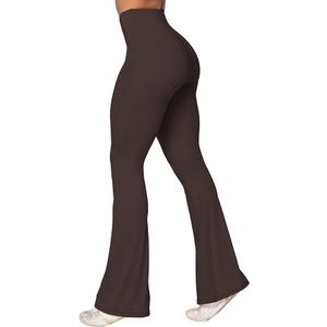 Sunzel Flare Leggings, Crossover Yoga Pants with Tummy Control, High-Waisted and Wide Leg ,Flared pants 80% Nylon, 20% spandex ,SIZE M (brown)