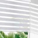SHECUTE Zebra Blinds for Windows, 72H x 55W (Support Custom Size), Greyish White Dual Layer Zebra Shades, Light Filtering Room Darkening Day and Night Window Blinds for Home, Living Room, Bedroom