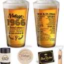 60th Birthday Gifts for Men 60 Year Old Birthday Gifts Vintage 1966 Beer Drinking Glass Cool 60th Birthday Gifts Happy Anniversary 60th Birthday Party Supplies Decorations (1965)