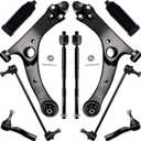 AUQDD 10Pc Front End Suspension Kit Fit For 2005-2007 2008-2010 Sc-ion tC, 2 Lower Control Arm w/Ball Joint 2 Sway Bar Link 4 Outer & Inner Tie Rod End (# K623914 MS86127 K80230 EV800096 ES3654)