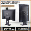 Universal Low Profile Single Screen Computer Desktop Gaming Monitor Replacement Stand, Vertical Mount Compatible with 27 Inch VESA 75/100, Power Port Downward or Horizontal Out