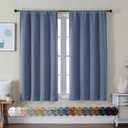 Simplebrand Ava Denim Blue Short Blackout Curtains for Bedroom 54 Inches Long 2 Panels Set, Solid Thermal Insulated, Energy Saving Window Treatment Curtains Blackout Drapes, W40 x L54 Inch, Denim Blue (40"W x 54"L (Pack of 2))