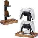 Game Controller Holder 2 Tier,Adjustable Game Controller Stand For PS/XBOX/Switch/Nintendo,Game Controller Organizer,Accessories Managment On The Desk,Solid Wood,Matte Black