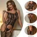 Sexy Lingerie for Women Fishnet Bodystocking, Plus Size Lingerie Crotchless Bodysuit Sexy Tights, One Size (Black)