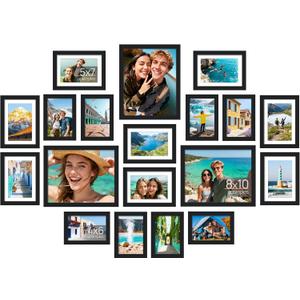 upsimples 19 Pack Picture Frames Collage Wall Decor for Mounting or Tabletop Display, Photo Gallery Frame Set for Family, Multi Sizes Including 8x10, 5x7, 4x6, Black