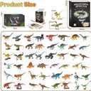 BIWASE Dinosaur Toys for Kids 3-5 5-7, 50 pcs Realistic Dinosaurs with Book & Dinosaurs Learning Cards - Educational Small Dinosaur Figures for Party Favors Gifts, Boys and Girl 8-12 Year Old