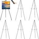 63" Tall Display Easel Stand for Wedding Sign Poster, Foldable and Adjustable Floor Metal Easels for Display Painting Arts,with Portable Bag,Holds 5 LBS (Black,6Pack)