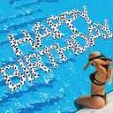 20'' Happy Birthday Float Large Pool Party Cow Print Inflatable Floats Letters Decoration with 40 Adhesive Dots and Pump for Pool Summer Hawaii Luau Birthday Party