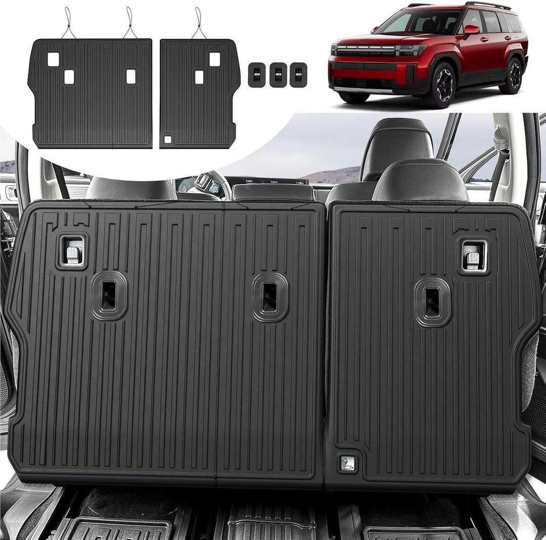2nd Row Backrest Mat for Hyundai Santa FE 2024-2026, All Weather TPE Bench Seat Back Cover Durable Kick Mats for Hyundai Santa Fe Accessories (Fit Hybrid and Fuel)