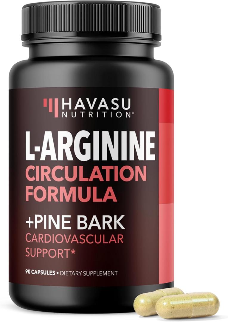 L-Arginine 1800mg with Pine Bark Extract 100mg Per Serving, 30 Servings | Nitric Oxide Supplement with Pine Bark and L-Arginine for Men, Performance Supplement for Men's Health, Vegan, 90 Count