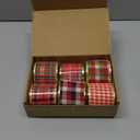 MEEDEE Buffalo Plaid Ribbon - 2.5 Inch, 6 Rolls, 36 Yards Wired Christmas Tree Ribbon for Wreath & Tree Decorations