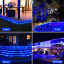 33Ft 100 LED Battery Operated String Lights, Waterproof Battery Powered Pool Lights Outdoor, 8 Modes Blue Rope Lights for Pool Trampoline Walkway Patio Decorations (2 Pack)