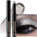 Cream Eyeshadow, Silver Shimmer Glitter Eye Shadow Stick Waterproof Long Lasting Neutral Smoky Eyeshadow Pencil Highlighter Makeup High Pigmented Blendable Eyeliner Pen for Women