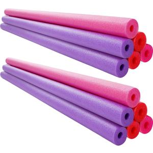 Hollowfly 12 Pcs Pool Noodles Bulk Foam Swimming Noodles Small Hollow Bright Foam Tube Pool Sticks for Craft Projects Adults Swimming Floating (40 x 1.6 Inches,Pink&red&Purple)