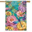 Spring Dragonfly House Flag Burlap 28x40 Inch Double Sided for Outside, Large Yard Flag for Seasonal Outdoor Decoration