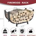 Firewood Rack Outdoor Indoor, 30 inch Metal Wood Rack Heavy Duty Firewood Holder, Sturdy Fireplace Log Holder Fire Wood Storage Racks