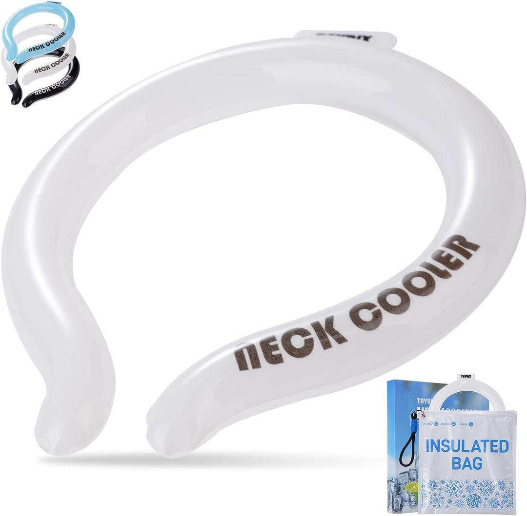 Neck Cooling Tube with Insulation Bag, Reusable Ice Ring for Instant Cooling, Freezes Below 64 for Hot Weather, Outdoor Sports, Workers. Wearable Neck Cooler in Summer,(White, M)