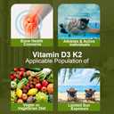 Vitamin D3 K2 Gummies for Adults, Vitamin D3 5000 IU & K2 (MK7) 120mcg, Sugar-Free D3 K2 Supplements with Vitamin B6, C & Zinc, Support Bone, Teeth, Muscle & Immunity, 60 Count