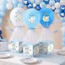6 Set Elephant Tulle Tutu Balloon with Letter Boxes Baby Shower Table Centerpieces Decor for Gender Reveal Balloons Tulle Cover with Stand Elephant Themed Baby Shower Birthday Party(Blue)