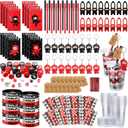 Wettarn 161 Pcs Ninja Party Favors Include Flying Ninjas Notepads Silicone Wristband Key Chains Sticker Stamp Pen Plastic Cups with Lids Thank You Tags for Ninja Birthday Party Decorations (Classic)