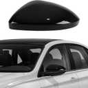 Left Driver Side Mirror Cover Cap Compatible with VW Jetta 2019-2024 | Clip-on Door Exterior Rearview Mirror Trim without Turn Signals, Not Sticker Type, Glossy Black