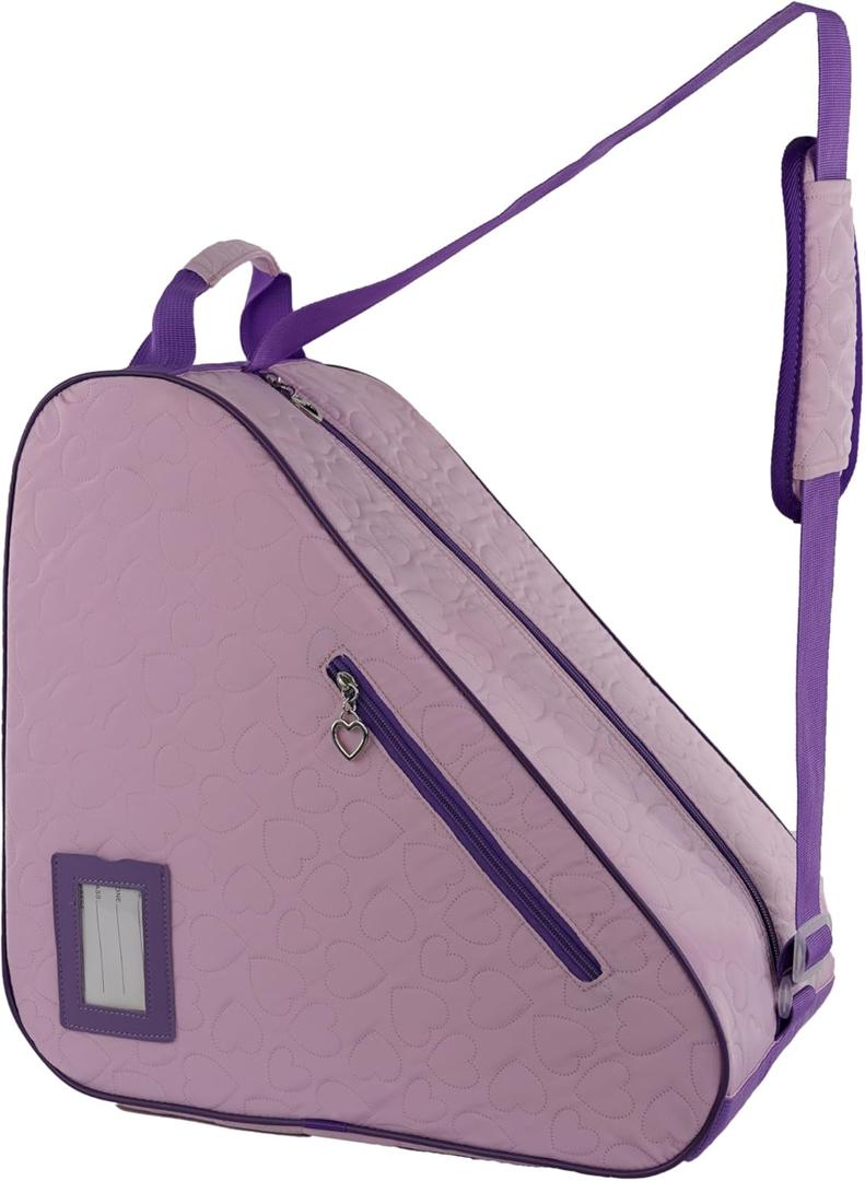 Skate Bags for Roller Skates, Ice Skates, Quad Skates, Inline Skates, Rollerblades, Figure Skates, Skate Accessories for Kids and Adults (Heart Baby-Pink 16)