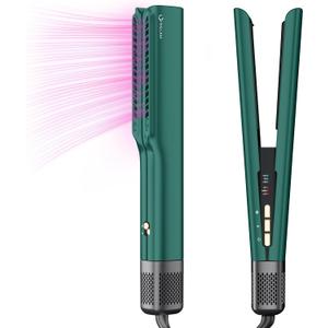 IG INGLAM Air Straight, Style from Wet Hair, 200M Ionic Hair Dryer Straightener for Medium Long Length(14-30), Straightener and Dryer 2 in 1, Fast Drying and Straightening in One Step, Dark Green