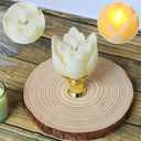 6 PCS Diwali LED Lotus Table Candles - 3 Lotus Lamps Electronic Buddhist Lights Battery Operated Buddha Flickering Warm White Lights for Home Decorative Temple Desktop Centerpiece