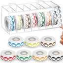 7000 Pcs Removable Day of The Week Labels and Acrylic Label Dispenser, Food Stickers Management Monday Through Sunday Colored Food Self Adhesive Day Dot Sticker