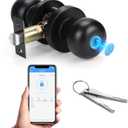 KNOBWELL Fingerprint Door Lock, Smart Door Knob, Keyless Entry Door Lock with APP Control, Biometric Fingerprint Door Knob with Auto Lock Easy Installation, Great for Bedroom, Apartment, Hotel (Dark Black)