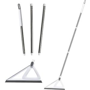 Multifunction Magic Air Broom, Rubber Squeegee Broom with 53" Long Handle, Silicone Floor Scraping Sweeper for Floor Bathroom Foam Kitchen Shower Tile Marble Pet Hair Fur Glass Window Cleaning, Grey