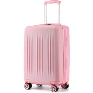 Kono Small 20 Inch Expandable Carry On Luggage with Quiet Spinner Wheels & TSA Lock, Scratch and Drop Resistant PC+ABS Hardside 22x14x9 Airline Approved Suitcase, Pink