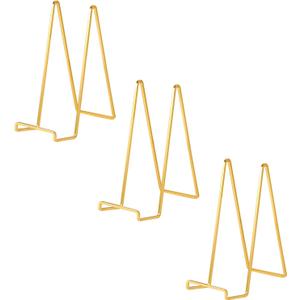 Large Plate Holder Display Stand - 12 inch Super Tall Big Plate Stands for Heavy Duty Display - Metal Picture Frame Stand - Tabletop Easel Stand for Decorative Platter | Plaque | Book - 3 Pack - Gold