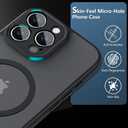 Cufelf Magnetic for iPhone 15 Pro Case(Compatible with Magsafe) Full Camera Protection,2+Full Coverage Screen Protector,Translucent Matte,Military Drop Protection Phone Case,6.1",Black