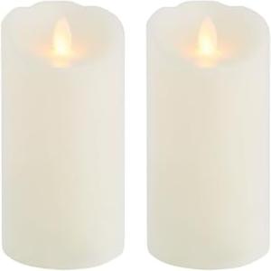 Mikasa White Realistic LED Flameless Pillar Candles, Set of 2 3x6 Inch